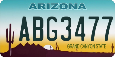 AZ license plate ABG3477