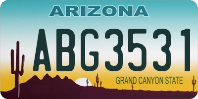 AZ license plate ABG3531