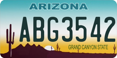 AZ license plate ABG3542