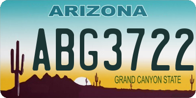 AZ license plate ABG3722