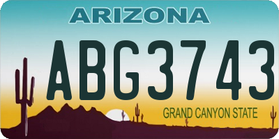 AZ license plate ABG3743