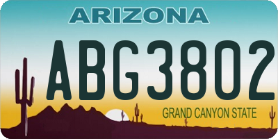 AZ license plate ABG3802