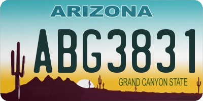 AZ license plate ABG3831