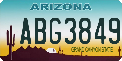 AZ license plate ABG3849