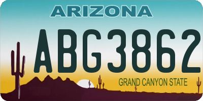 AZ license plate ABG3862