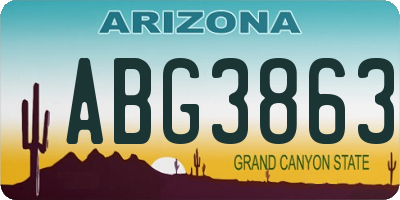 AZ license plate ABG3863