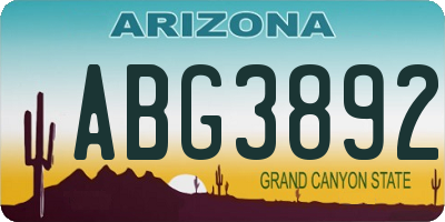 AZ license plate ABG3892