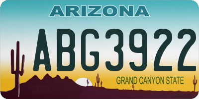 AZ license plate ABG3922