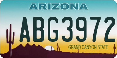 AZ license plate ABG3972