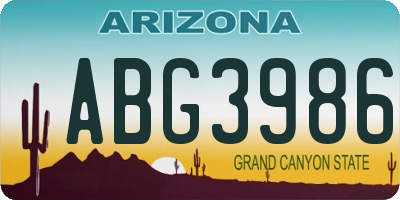 AZ license plate ABG3986