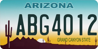 AZ license plate ABG4012