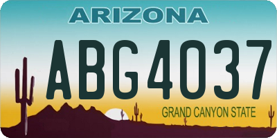 AZ license plate ABG4037