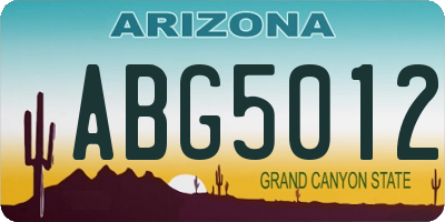 AZ license plate ABG5012
