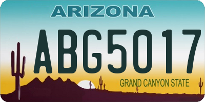 AZ license plate ABG5017