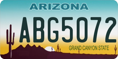AZ license plate ABG5072
