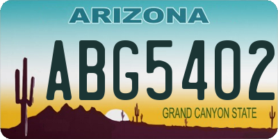 AZ license plate ABG5402