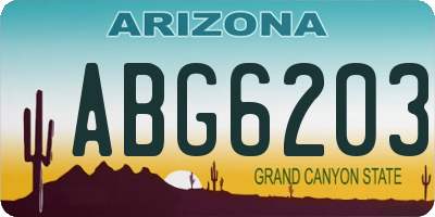 AZ license plate ABG6203