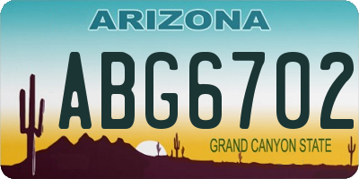 AZ license plate ABG6702