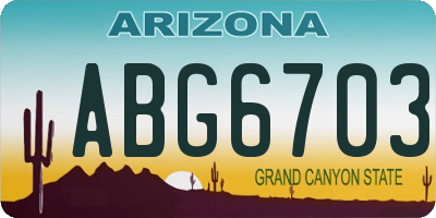 AZ license plate ABG6703