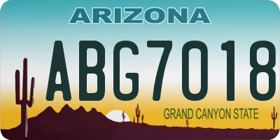 AZ license plate ABG7018