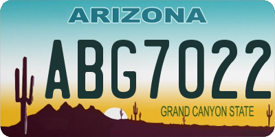 AZ license plate ABG7022