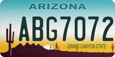 AZ license plate ABG7072