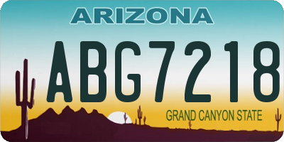 AZ license plate ABG7218