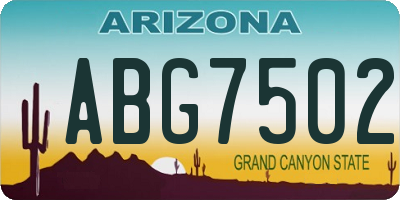 AZ license plate ABG7502