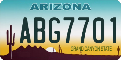 AZ license plate ABG7701