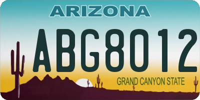 AZ license plate ABG8012
