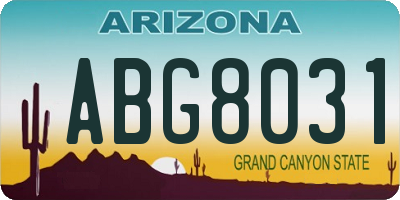 AZ license plate ABG8031