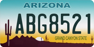 AZ license plate ABG8521