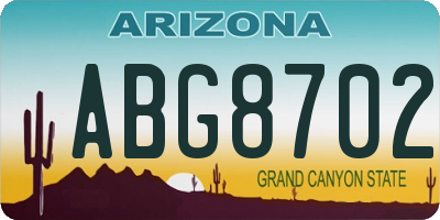 AZ license plate ABG8702