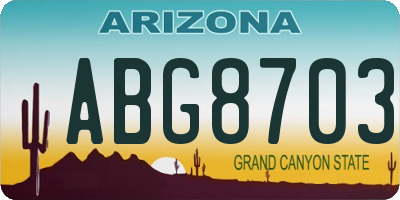 AZ license plate ABG8703