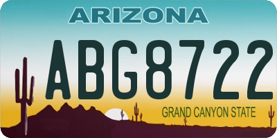 AZ license plate ABG8722