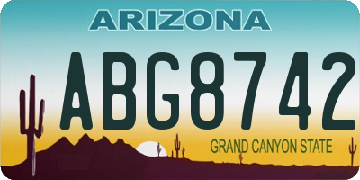 AZ license plate ABG8742