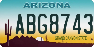 AZ license plate ABG8743