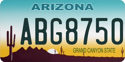 AZ license plate ABG8750