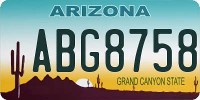 AZ license plate ABG8758