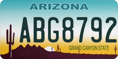 AZ license plate ABG8792