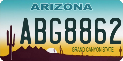 AZ license plate ABG8862