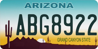 AZ license plate ABG8922
