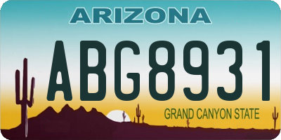 AZ license plate ABG8931