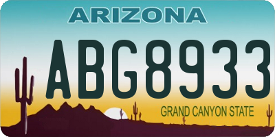 AZ license plate ABG8933