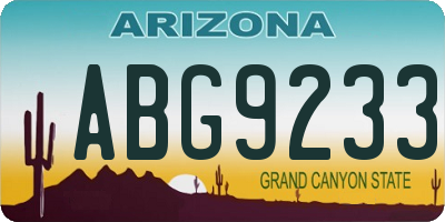 AZ license plate ABG9233
