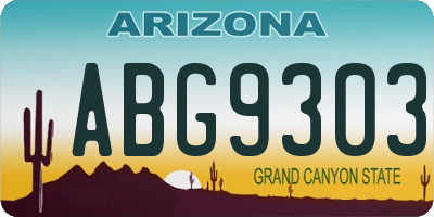 AZ license plate ABG9303