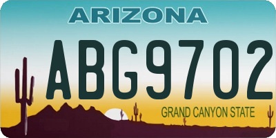 AZ license plate ABG9702