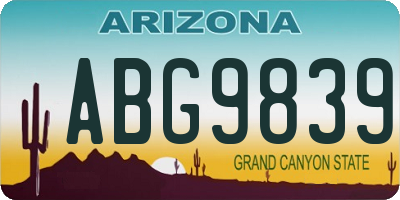AZ license plate ABG9839