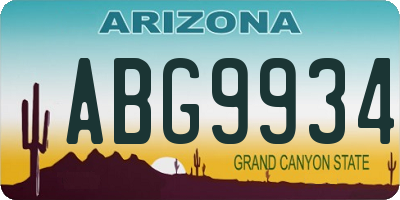 AZ license plate ABG9934