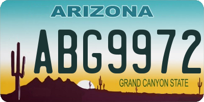 AZ license plate ABG9972